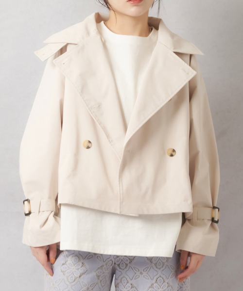 ルルウィルビー♡パフスリーブショートトレンチコート セール】 【LOULOU WILLOUGHBY】パフスリーブショートトレンチコート