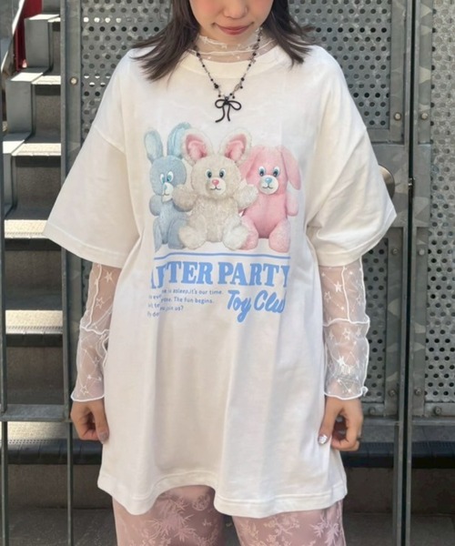 Candy Stripper（キャンディストリッパー）の「AFTER PARTY BIG Tシャツ（Tシャツ/カットソー・レディース・ライトブルー/オフホワイト/ホワイト系その他/ピンク・FREE）」の3枚目の写真