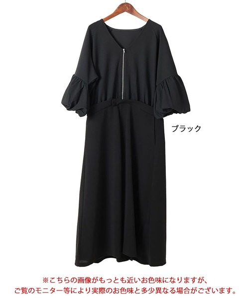 GOLDJAPAN(ゴールドジャパン)の「バルーン袖ドッキングZIPワンピース【大きいサイズ対応】(ワンピース・レディース・ブラック・LL/3L/4L/5L)」の17枚目の写真