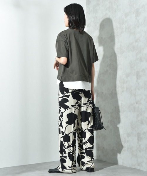 INTERPLANET（インタープラネット）の「麻調ツイルモノトーンプリントパンツ（その他パンツ・レディース・ベージュ/ブラック・FREE）」の8枚目の写真