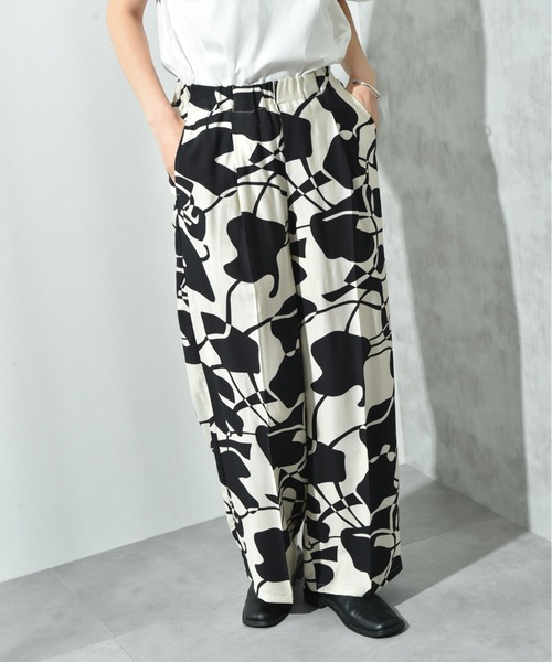 INTERPLANET（インタープラネット）の「麻調ツイルモノトーンプリントパンツ（その他パンツ・レディース・ベージュ/ブラック・FREE）」の16枚目の写真