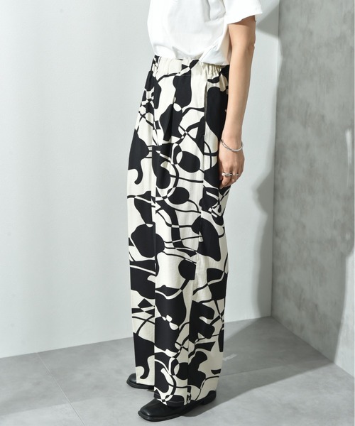 INTERPLANET（インタープラネット）の「麻調ツイルモノトーンプリントパンツ（その他パンツ・レディース・ベージュ/ブラック・FREE）」の17枚目の写真