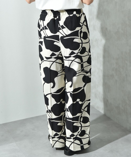 INTERPLANET（インタープラネット）の「麻調ツイルモノトーンプリントパンツ（その他パンツ・レディース・ベージュ/ブラック・FREE）」の18枚目の写真