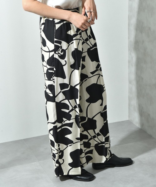 INTERPLANET（インタープラネット）の「麻調ツイルモノトーンプリントパンツ（その他パンツ・レディース・ベージュ/ブラック・FREE）」の19枚目の写真