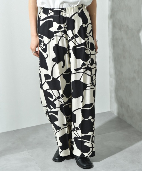 INTERPLANET（インタープラネット）の「麻調ツイルモノトーンプリントパンツ（その他パンツ・レディース・ベージュ/ブラック・FREE）」の20枚目の写真