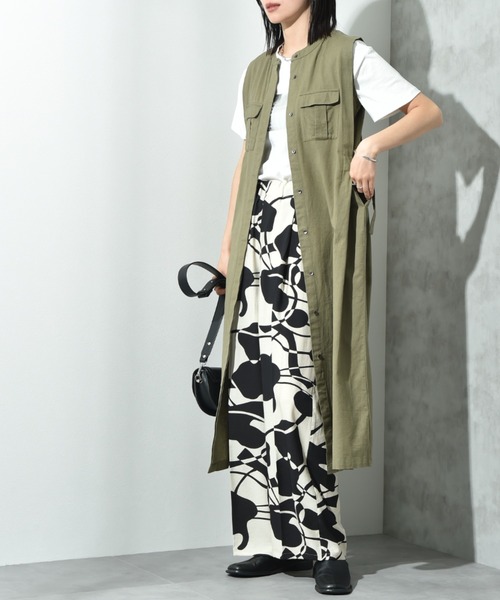 INTERPLANET（インタープラネット）の「麻調ツイルモノトーンプリントパンツ（その他パンツ・レディース・ベージュ/ブラック・FREE）」の12枚目の写真