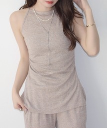 Eclat one（エクラワン）の「セットアップ商品 サイドギャザー ミドル丈 キャミソール × フレアイージーパンツ（セットアップ）」