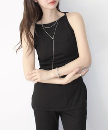 Eclat one（エクラワン）の「セットアップ商品 サイドギャザー ミドル丈 キャミソール × フレアイージーパンツ（セットアップ）」