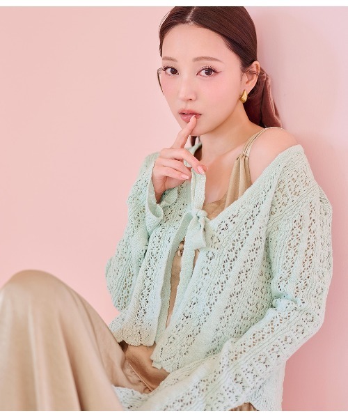 PEACH JOHN（ピーチジョン）の「かぎ針風ニットカーデ（カーディガン/ボレロ・レディース・ミント/ピンク/アイボリー・ONE SIZE）」の3枚目の写真