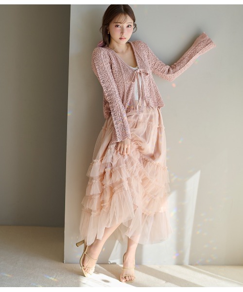 PEACH JOHN（ピーチジョン）の「かぎ針風ニットカーデ（カーディガン/ボレロ・レディース・ミント/ピンク/アイボリー・ONE SIZE）」の9枚目の写真