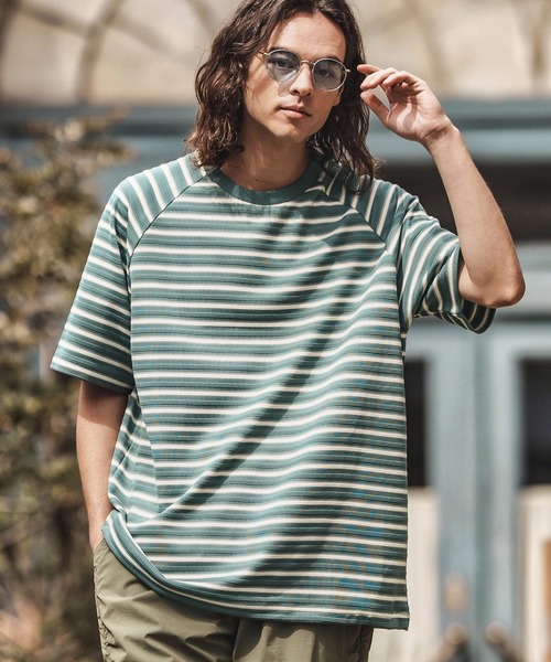 CAMBIO(カンビオ)の「mt9663-ボーダースピンドルTシャツ(Tシャツ/カットソー・メンズ・グリーン/ブラック/ベージュ・M/L/XL)」の3枚目の写真
