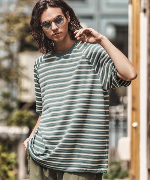 CAMBIO(カンビオ)の「mt9663-ボーダースピンドルTシャツ(Tシャツ/カットソー・メンズ・グリーン/ブラック/ベージュ・M/L/XL)」の14枚目の写真