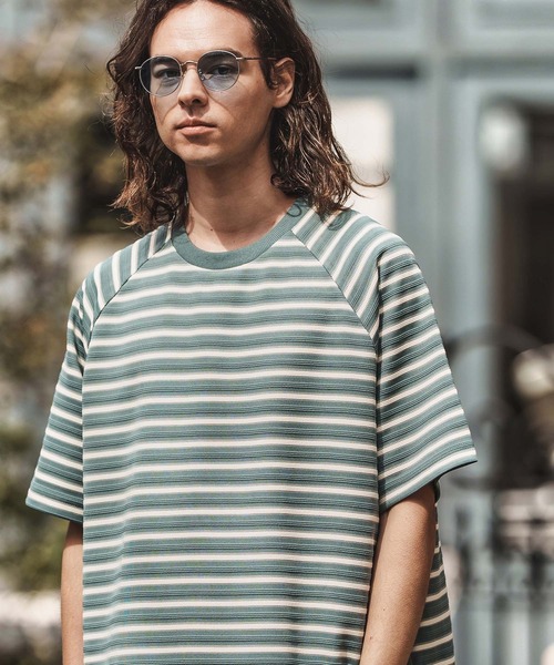 CAMBIO(カンビオ)の「mt9663-ボーダースピンドルTシャツ(Tシャツ/カットソー・メンズ・グリーン/ブラック/ベージュ・M/L/XL)」の15枚目の写真