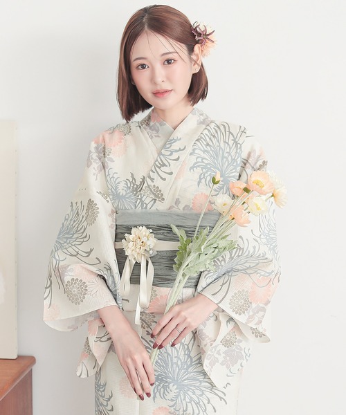 美品！本染＊菊唐草柄＊伝統美＊大人の浴衣＊ゆかた＊１５５ｃｍ＊裄６４ KIMONOMACHI 浴衣 レディース 大きいサイズ 女性浴衣単品「糸菊