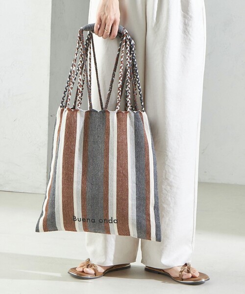 SHIPS（シップス）の「RAMESHWARI: ハンモック バッグ（トートバッグ・レディース・グリーン/ピンク系/ブラウン・ONE SIZE）」の6枚目の写真