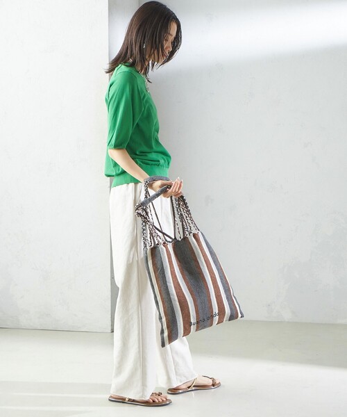 SHIPS（シップス）の「RAMESHWARI: ハンモック バッグ（トートバッグ・レディース・グリーン/ピンク系/ブラウン・ONE SIZE）」の9枚目の写真