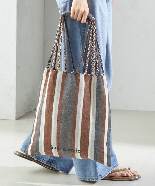 SHIPS（シップス）の「RAMESHWARI: ハンモック バッグ（トートバッグ・レディース・グリーン/ピンク系/ブラウン・ONE SIZE）」の13枚目の写真