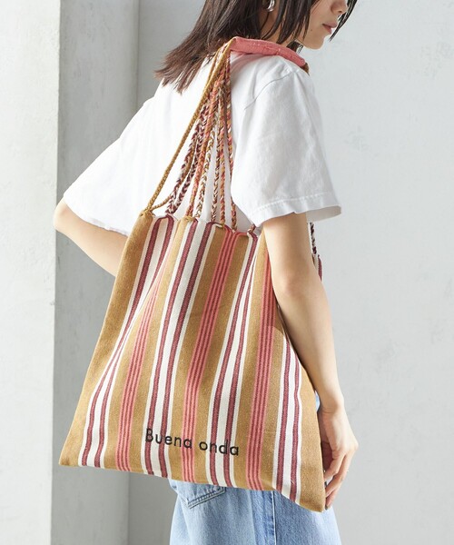 SHIPS（シップス）の「RAMESHWARI: ハンモック バッグ（トートバッグ・レディース・グリーン/ピンク系/ブラウン・ONE SIZE）」の14枚目の写真