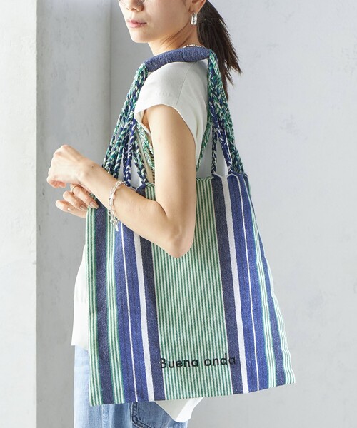 SHIPS（シップス）の「RAMESHWARI: ハンモック バッグ（トートバッグ・レディース・グリーン/ピンク系/ブラウン・ONE SIZE）」の22枚目の写真