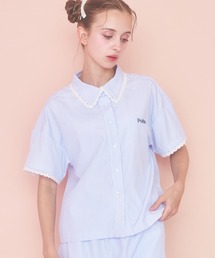 Poika（ポイカ）の「ストライプレース刺繍シャツ（シャツ/ブラウス）」