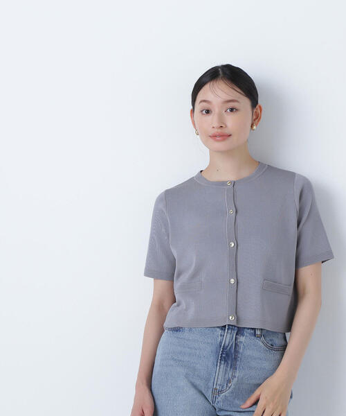 NATURAL BEAUTY BASIC(ナチュラルビューティーベーシック)の「◇【WEB限定カラー:ラベンダー】シルクブレンドカーディガン半袖(カーディガン/ボレロ・レディース・ラベンダー/ブルー/オフホワイト/グレー/ブラウン/ネイビー・FREE)」の10枚目の写真