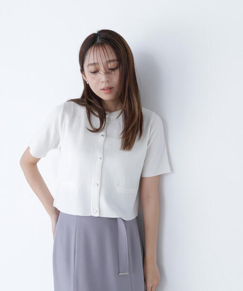 NATURAL BEAUTY BASIC(ナチュラルビューティーベーシック)の「◇【WEB限定カラー:ラベンダー】シルクブレンドカーディガン半袖(カーディガン/ボレロ・レディース・ラベンダー/ブルー/オフホワイト/グレー/ブラウン/ネイビー・FREE)」の22枚目の写真