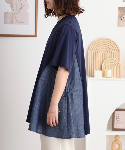 BRODIAEA（ブローディア）の「BRODIAEA ダンガリー切替チュニックカットソー（チュニック・レディース・ブラック/ネイビー・40）」の12枚目の写真