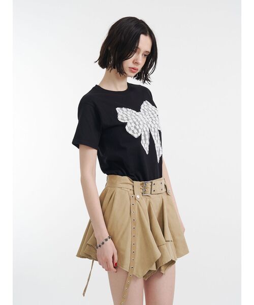 jouetie（ジュエティ）の「リボンドッキングTシャツ 夏服（Tシャツ/カットソー・レディース・オフホワイト/ブラック/ブルー・MEDIUM）」の5枚目の写真