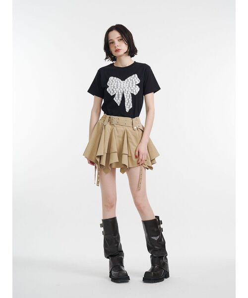 jouetie（ジュエティ）の「リボンドッキングTシャツ 夏服（Tシャツ/カットソー・レディース・オフホワイト/ブラック/ブルー・MEDIUM）」の7枚目の写真