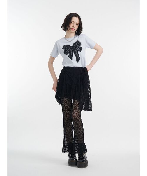 jouetie（ジュエティ）の「リボンドッキングTシャツ 夏服（Tシャツ/カットソー・レディース・オフホワイト/ブラック/ブルー・MEDIUM）」の12枚目の写真