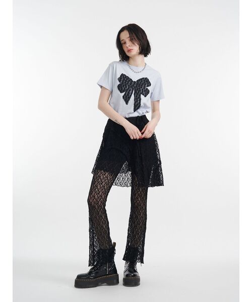 jouetie（ジュエティ）の「リボンドッキングTシャツ 夏服（Tシャツ/カットソー・レディース・オフホワイト/ブラック/ブルー・MEDIUM）」の10枚目の写真