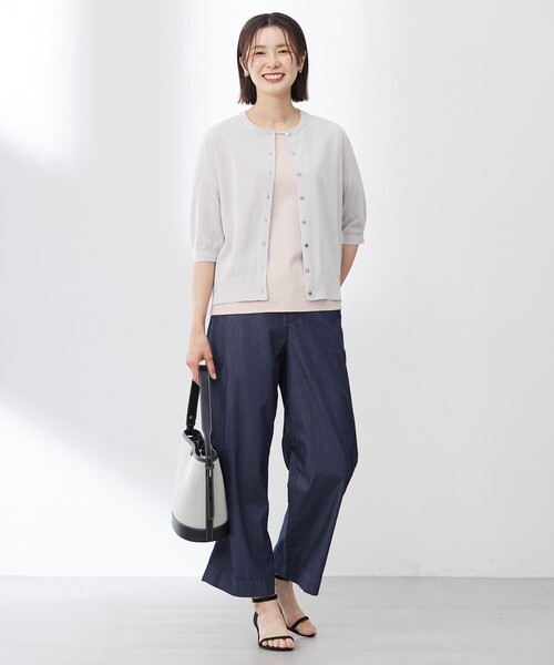 J.PRESS Ladies(J.プレス レディス)の「【洗える・抗菌防臭】COTTON ACETATE DRY クルーネック カーディガン(カーディガン/ボレロ・レディース・ライトグレー系/ネイビー系/ピンク系/イエロー系・SMALL)」の8枚目の写真