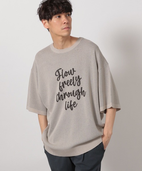 LAKOLE(ラコレ)の「サマーニットロゴT / 491568(ニット/セーター・メンズ・アイボリー/ブラック/レッド・MEDIUM/LARGE)」の3枚目の写真
