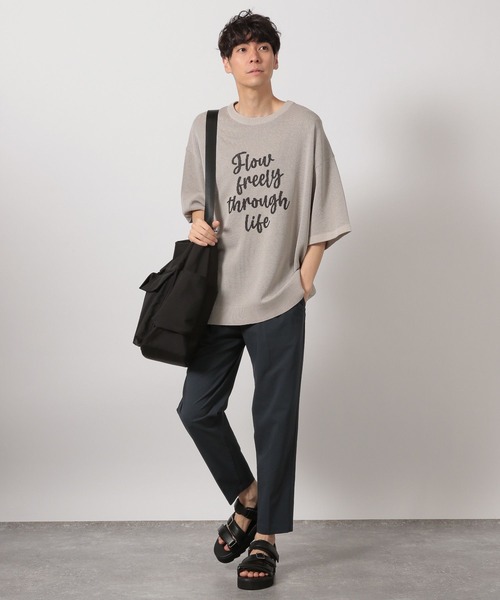 LAKOLE(ラコレ)の「サマーニットロゴT / 491568(ニット/セーター・メンズ・アイボリー/ブラック/レッド・MEDIUM/LARGE)」の4枚目の写真