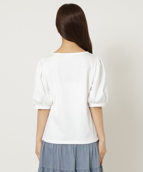 Rose Tiara（ローズティアラ）の「【コットン100％/手洗いOK/人気デザイン】リボンカットソー（Tシャツ/カットソー・レディース・オフホワイト/チャコールグレー/ブラック/ピンク・42/38/46）」の19枚目の写真