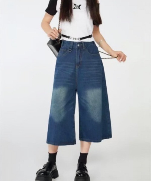 VIBGYOR(ヴィブジョー)の「【LAMPOON】ブリーチデニムハーフパンツ(デニムパンツ・レディース・ブルー/その他1・MEDIUM/LARGE/SMALL)」の9枚目の写真