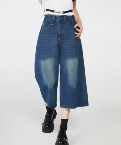 VIBGYOR(ヴィブジョー)の「【LAMPOON】ブリーチデニムハーフパンツ(デニムパンツ・レディース・ブルー/その他1・MEDIUM/LARGE/SMALL)」の3枚目の写真