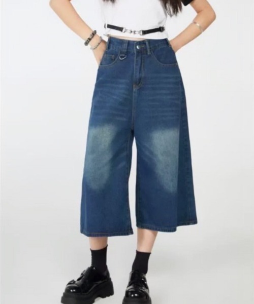 VIBGYOR(ヴィブジョー)の「【LAMPOON】ブリーチデニムハーフパンツ(デニムパンツ・レディース・ブルー/その他1・MEDIUM/LARGE/SMALL)」の4枚目の写真