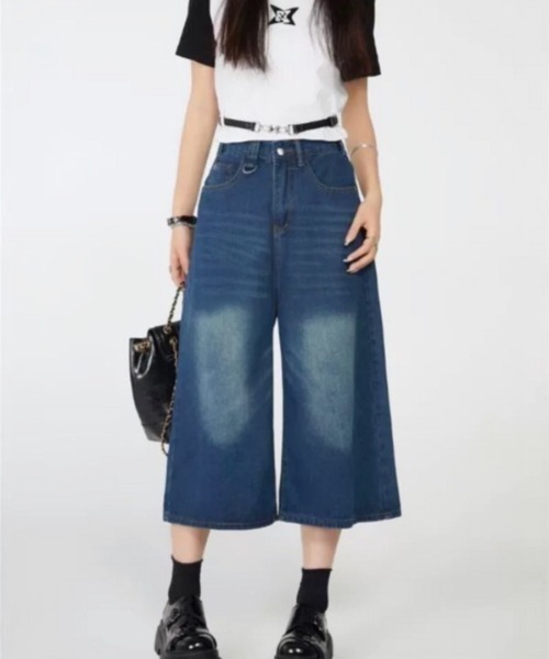 VIBGYOR(ヴィブジョー)の「【LAMPOON】ブリーチデニムハーフパンツ(デニムパンツ・レディース・ブルー/その他1・MEDIUM/LARGE/SMALL)」の5枚目の写真