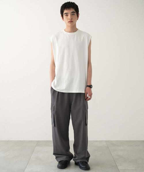 WEGO（ウィゴー）の「WEGO/スリーブレスコットンT（タンクトップ・メンズ・ブラック/ホワイト/ブラック系その他・MEDIUM/LARGE）」の4枚目の写真