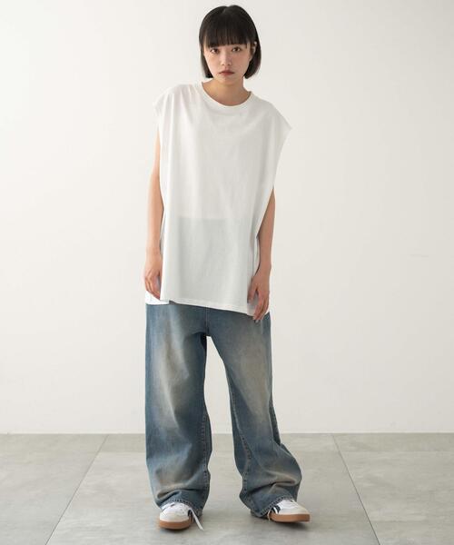 WEGO（ウィゴー）の「WEGO/スリーブレスコットンT（タンクトップ・メンズ・ブラック/ホワイト/ブラック系その他・MEDIUM/LARGE）」の5枚目の写真