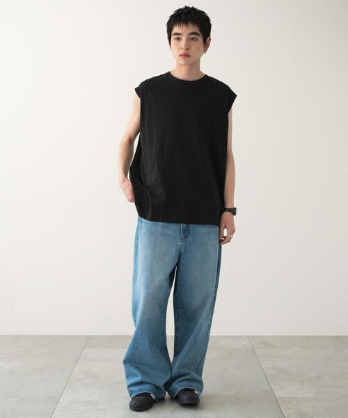 WEGO（ウィゴー）の「WEGO/スリーブレスコットンT（タンクトップ・メンズ・ブラック/ホワイト/ブラック系その他・MEDIUM/LARGE）」の6枚目の写真