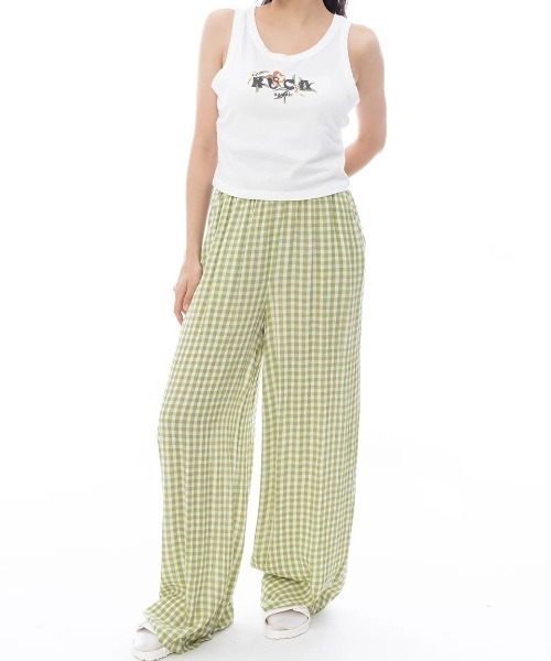 RVCA（ルーカ）の「RVCA レディース NEW YUME WIDE ロングパンツ 【2025年春夏モデル】/ルーカウエストゴムチェック柄ワイドパンツ（その他パンツ・レディース・グリーン系その他・SMALL/MEDIUM/LARGE）」の8枚目の写真