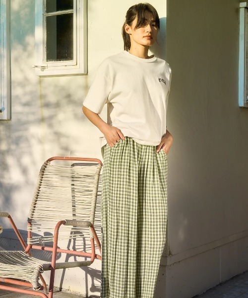 RVCA（ルーカ）の「RVCA レディース NEW YUME WIDE ロングパンツ 【2025年春夏モデル】/ルーカウエストゴムチェック柄ワイドパンツ（その他パンツ・レディース・グリーン系その他・SMALL/MEDIUM/LARGE）」の7枚目の写真