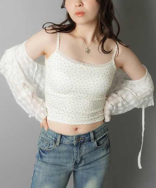SPINNS(スピンズ)の「カップ付きキャミソール/小花柄/レース(キャミソール・レディース・アイボリー・ONESIZE)」の5枚目の写真