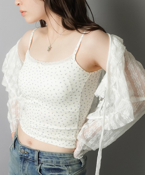 SPINNS(スピンズ)の「カップ付きキャミソール/小花柄/レース(キャミソール・レディース・アイボリー・ONESIZE)」の6枚目の写真