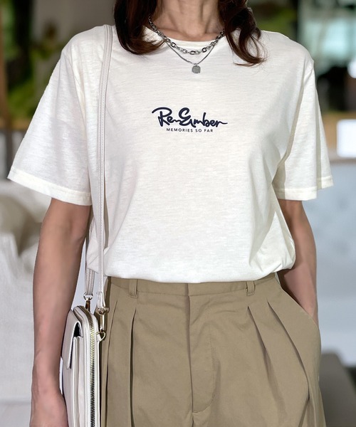 Candlestick(キャンドルスティック)の「限定 プチプラ ワンポイント レギュラー シルエット 半袖 T(Tシャツ/カットソー・レディース・アイボリー/ホワイト系1/オリーブ/ブラック系2/ベージュ系1/ダルブルー系1/スミクロ/ネイビー/ブラック系1/ブラック系3/ベージュ系2/ダルブルー系2・M/L/LL)」の21枚目の写真
