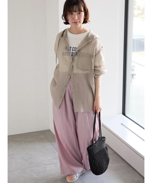 Samansa Mos2 blue（サマンサモスモスブルー）の「【接触冷感】タックワイドパンツ（その他パンツ・レディース・ライトベージュ/ブラック/ネイビー/ピンク・F）」の5枚目の写真