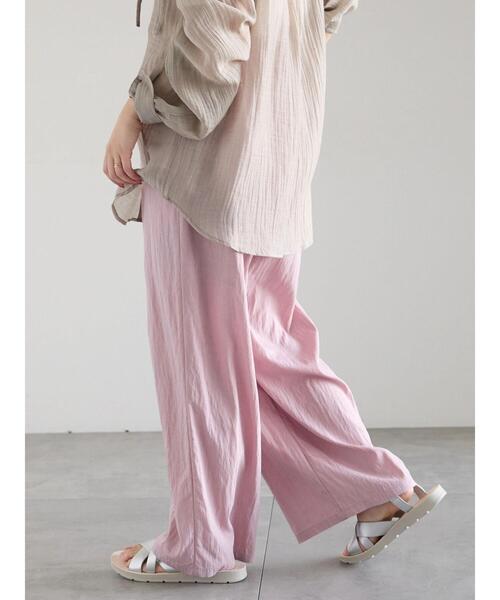 Samansa Mos2 blue（サマンサモスモスブルー）の「【接触冷感】タックワイドパンツ（その他パンツ・レディース・ライトベージュ/ブラック/ネイビー/ピンク・F）」の6枚目の写真