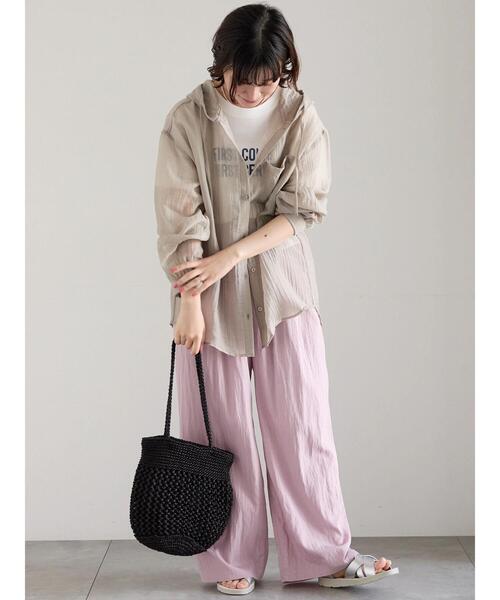 Samansa Mos2 blue（サマンサモスモスブルー）の「【接触冷感】タックワイドパンツ（その他パンツ・レディース・ライトベージュ/ブラック/ネイビー/ピンク・F）」の7枚目の写真